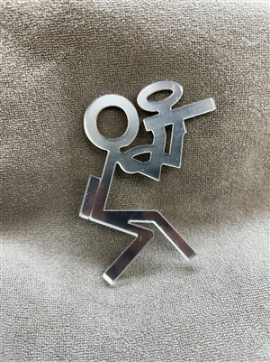 A reflective paintball player decal for your car's rear windshield. Peel the paper off, slap it on your car's rear window, and let everyone else on the road your stick family is cooler than theirs.