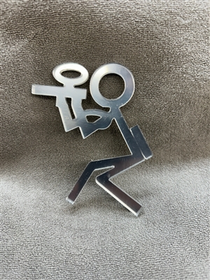 A reflective paintball player decal for your car's rear windshield. Peel the paper off, slap it on your car's rear window, and let everyone else on the road your stick family is cooler than theirs.