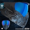 A Bunkerkings CMD paintball mask in the ice black highlander colorway.