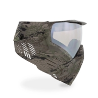 A Bunkerkings CMD paintball mask in the Highlander Camo colorway. Available at the lowest price, guaranteed, at Hogan's Alley Paintball.