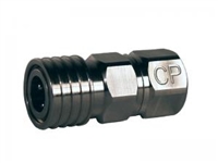 This quick-disconnect coupler with check valve is perfect for use with HPA fill stations. The check valve holds back HPA pressure in the line until a fill valve is properly connected to it. The coupler uses standard 1/8" NPT threads its female side.