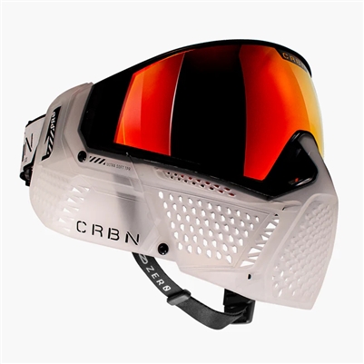 A CRBN ZERO PRO paintball mask in the Clear colorway.