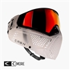 A CRBN ZERO PRO paintball mask in the Clear colorway.