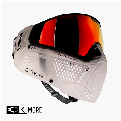 A CRBN ZERO PRO paintball mask in the Clear colorway.