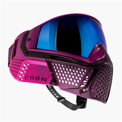 A CRBN ZERO PRO paintball mask in the Violet  colorway.