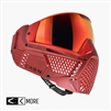 A CRBN ZERO PRO paintball mask in the Cardinal colorway.
