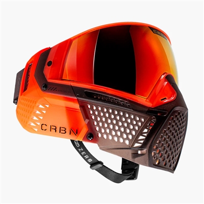 A CRBN ZERO PRO paintball mask in the Blaze colorway.