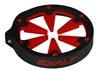 An Exalt Universal V3 Feedgate. The feedgate is black with red rubber paddles.