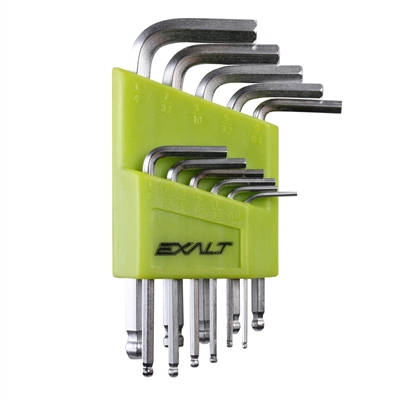 A set of hex keys / Allen wrenches for paintball markers made by Exalt Paintball.