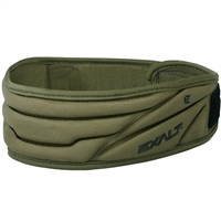An Exalt neck protector for paintball and airsoft. The neck protector is olive green.