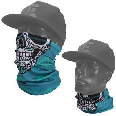 Exalt Multi-Purpose Neck Gaiter & Cloth Face Covering - Sugar Skull Blue