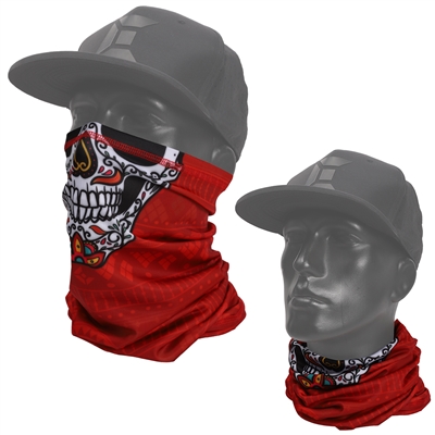 Exalt Multi-Purpose Neck Gaiter & Cloth Face Covering - Sugar Skull Red