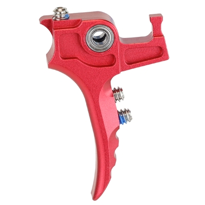 A dust red Exalt Ignition trigger for Planet Eclipse Emek and EMF100 paintball markers.