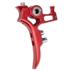 A dust red Exalt Killswitch Trigger for Planet Eclipse EMEK and EMF100 paintball markers.