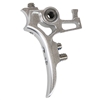 A dust silver Exalt Killswitch Trigger for Planet Eclipse EMEK and EMF100 paintball markers.