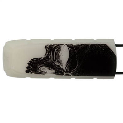 An Exalt Bayonet barrel cover for paintball markers in the Half Skull Glow colorway.