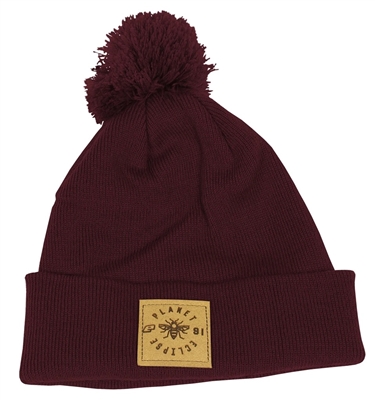 Planet Eclipse Worker Pom Beanie - Burgundy