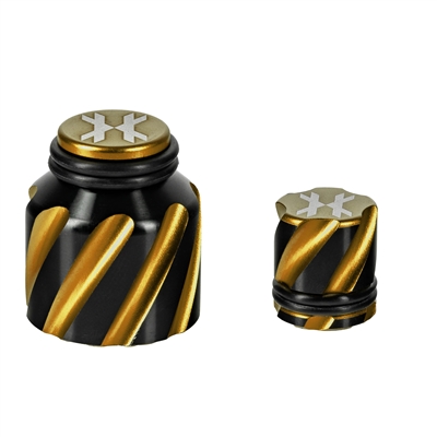 An HK Army Elite Protector Kit. The kit includes a matching black & gold thread guard and fill nipple cover.