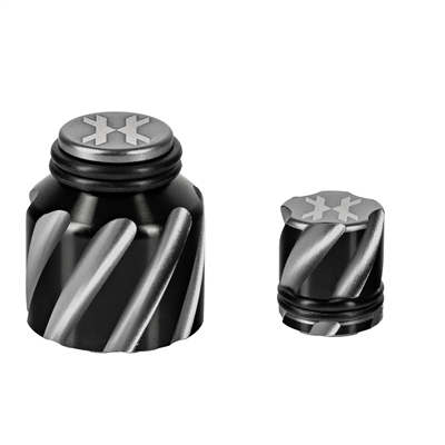 An HK Army Elite Protector Kit. The kit includes a matching black & pewter thread guard and fill nipple cover.