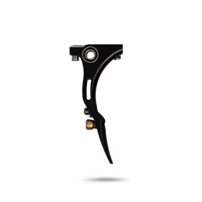 An HK Army Reaper trigger for Empire Mini GS paintball markers. The trigger is constructed from aluminum and is anodized black.