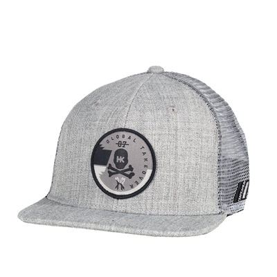 The HK Army Snapback features a custom quarter twill with 6 panel trucker cap construction and has mesh panels in the back for maximum breathability.