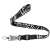 An HK Army lanyard / keychain in the Skulls Grey colorway.
