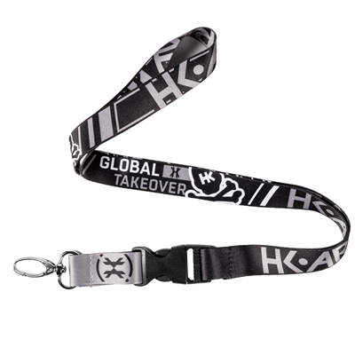 An HK Army lanyard / keychain in the Skulls Grey colorway.