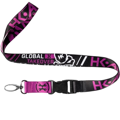 An HK Army lanyard / keychain in the Skulls Purple colorway.