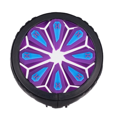 An HK Army Universal Epic Speed Feed in the Arctic colorway. The speed feed has a black ring with purple and cyan rubber fingers.