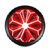 An HK Army Universal Epic Speed Feed in the Lava colorway. The speed feed has a black ring with red and black rubber fingers.