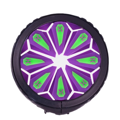 An HK Army Universal Epic Speed Feed in the Neon colorway. The speed feed has a black ring with purple and lime green rubber fingers.