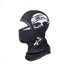 An HK Army Hostile Ops Balaclava for paintball and airsoft. The Swords colorway is black with a white pirate skull graphic.