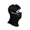An HK Army Hostile Ops Balaclava for paintball and airsoft. The Slash Black colorway is black with white slash graphics on the cheeks, and a large white HK Army logo on the back of the head and neck.