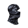 An HK Army Hostile Ops Balaclava for paintball and airsoft. The the Tiger Slate colorway is black and grey, and features a white HK Army logo on the nape of the neck.