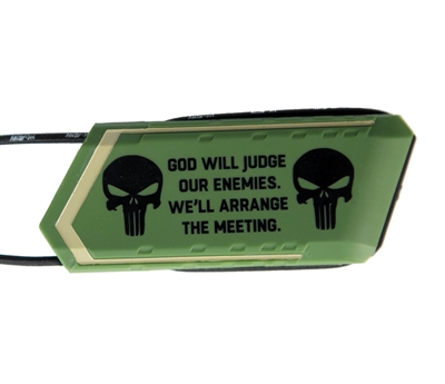 An HK Army Ball Breaker barrel blocker in the Punisher colorway.