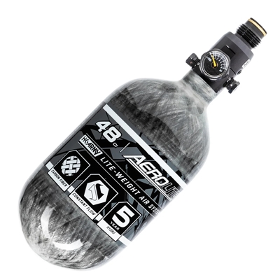 An HK Army Aerolite 48/4500 carbon fiber HPA tank.