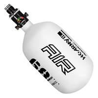 An HK Army Alpha Air 68/4500 HPA tank in the Blizzard colorway. The tank is matte white with black accents and details.