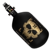 An HK Army Alpha Air 68/4500 HPA tank in the Doom Midas colorway. The tank is matte black with gold accents and details.