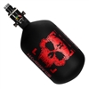 An HK Army Alpha Air 68/4500 HPA tank in the Doom Scorch colorway. The tank is matte black with gold accents and details.