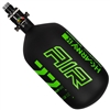 An HK Army Alpha Air 77/4500 HPA tank in the Surge colorway. The tank is matte black, with green accents and details.