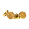 A set of machined aluminum goggle screws for HK Army KLR and JT Proflex paintball masks. The screws are gold.