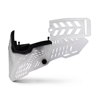 A Clear Translucent HK Army Lower Kit for JT Proflex paintball masks.