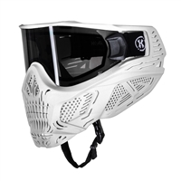 The HK Army HSTL Skull Goggle is constructed from a robust blend of thermoplastic that is ASTM certified to withstand paintballs and airsoft BBs. The "Ghost" colorway combines a White frame with a Smoke thermal lens.