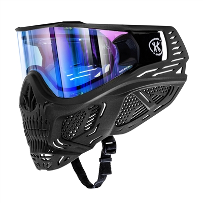 The HK Army HSTL Skull Goggle is constructed from a robust blend of thermoplastic that is ASTM certified to withstand paintballs and airsoft BBs. The "Reaper" colorway combines a Black frame with an Ice thermal lens.