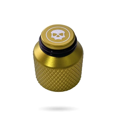 An Infamous Pro DNA aluminum thread saver / thread protector. Dust gold.