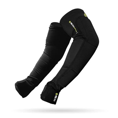 A pair of black Infamous Pro DNA paintball elbow pads.