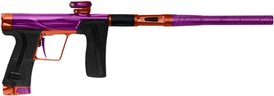 A Planet Eclipse Geo R5 paintball marker in the Rebellion (Purple / Orange) colorway.