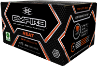 A case of Empire Heat .68 caliber paintballs. These paintball have a robust shell and a thick, high-visibility fill, making them perfect for recreational play.