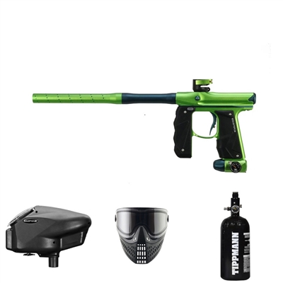 A paintball gun package that includes an Empire Mini GS electronic marker, Halo Too electronic loader, 48ci / 3000psi HPA tank, and an E-Vent thermal paintball mask.