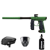 A paintball gun package that includes an Empire Mini GS electronic marker, Halo Too electronic loader, 48ci / 3000psi HPA tank, and an E-Vent thermal paintball mask.